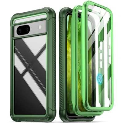 Abbildung von Poetic Guardian Schutzhülle kompatibel mit Pixel 8A 5G (2024), integrierter Displayschutz [funktioniert Fingerabdruck ID], [2 Frontrahmen] Ganzkörper Schutzhülle, stoßfest, robust, transparent,