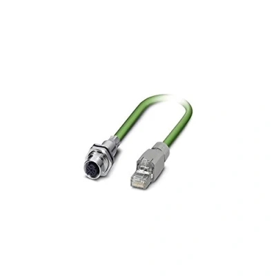 Abbildung von PHOENIX CONTACT VS M12FSBPS IP20 93B/1.0 Konfektioniertes Profinet Kabel, Typ B, CAT5e, Geschirmt, Sternvierer, Wanddurchführung M12, 4 Polig, D kodiert auf RJ45 Stecker, 1m Länge