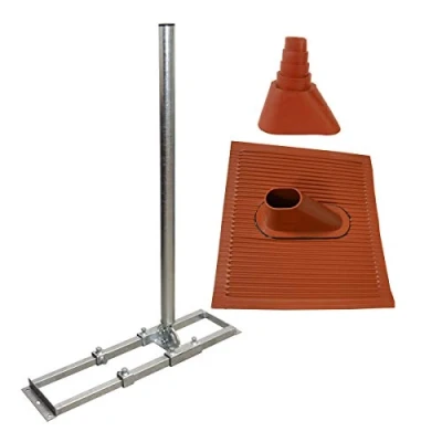 Abbildung von Premium X Profi X100 48F SAT Dachsparrenhalter 100cm Mast 48mm Stahl voll feuerverzinkt Sparren Halterung für Satellitenschüssel mit ALU DachZiegel rot