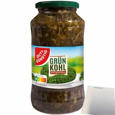 Abbildung von Gut&amp;Günstig Grünkohl erntefrisch verarbeitet im praktischen Glas (660g Glas) + usy Block