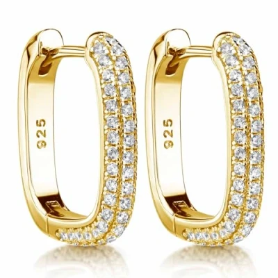 Abbildung von Materia Paar Creolen Klappcreolen Gelbgold mit Zirkonia eckig SO 482, 925 Sterling Silber, vergoldet
