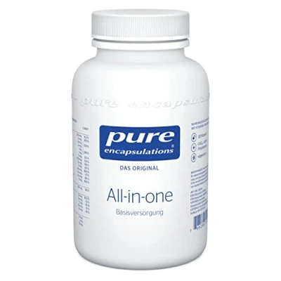 Abbildung von Pure Encapsulations All in one A Z Vitamine und Mineralstoffe plus Coenzym Q10 Kombination mit dem Carotinoid Lutein sowie Polyphenolen 120 vegetarische Kapseln (bis zu 4 Monate)