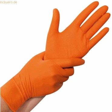 Abbildung von 10 x HygoStar Nitril Handschuh Power Grip puderfrei XL 24cm orange VE=