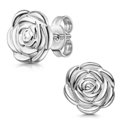Abbildung von Materia Paar Ohrstecker Damen Silber Rose Blüte Ø11mm SO 212, 925 Sterling Silber, rhodiniert