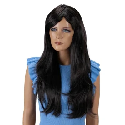 Abbildung von CAISHA 70cm Perücke Kiara Fasching Karneval Cosplay Party Langhaar Dunkelbraun PHK22