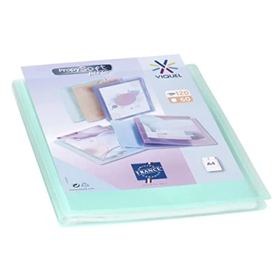 Abbildung von Viquel Propysoft Dokumentenmappe, DIN A4, 120 Bilder (60 Hüllen) Klarsichthüllen transparent glatt grün durchscheinend