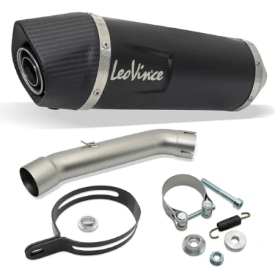 Abbildung von Endschalldämpfer LeoVince SLIP ON SBK LV ONE EVO Black Edition, Edelstahl schwarz, Carbon Kappe, mit Zulassung für KTM Duke 125/390