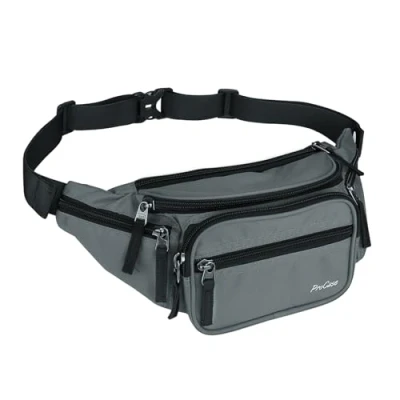 Abbildung von ProCase Bauchtasche Gürteltasche Wasserdicht Hüfttasche für Herren und Damen Klein Nylon Fanny Pack mit 6 Reißverschlusstaschen Outdoor Reisen Sport Wandern Joggen Hundespaziergänge