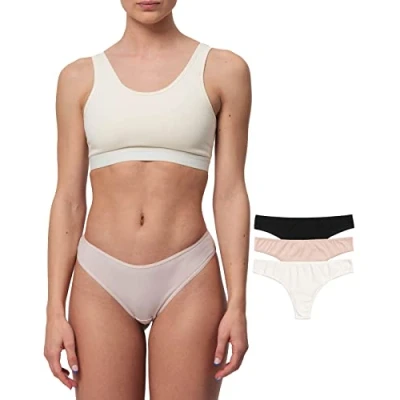 Abbildung von Snocks 3PACK String, Damen, Größe: Medium, Hellgrau/ hellblau /creme