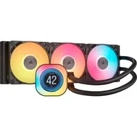 Abbildung von CORSAIR iCUE LINK Titan 360 RX LCD CPU Flüssigkeitskühler 360mm AIO FlowDrive Kühl Engine Intel LGA 1851/1700, AMD AM5/AM4 3X RX120 RGB Lüfter System Hub Inbegriffen Schwarz