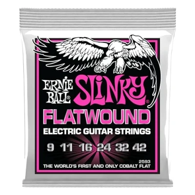 Abbildung von Ernie Ball Super Slinky Flatwound E Gitarrensaiten Stärke 9 42