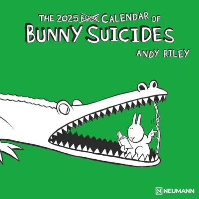 Abbildung von N NEUMANNVERLAGE Bunny Suicides 2025 Broschürenkalender, 30x30cm, Wandkalender mit lustigen Illustrationen, internationalen Feiertagen und Mondphasen, viel Platz für Notizen