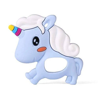 Abbildung von PREMYO Einhorn Beißring für Babys Kühlend Zahnungshilfe aus Silikon BPA Frei Weich Lindert Schmerzen beim Zahnen Blau