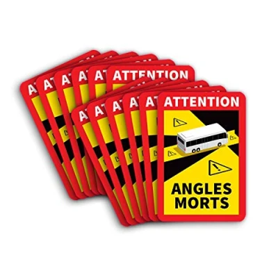 Abbildung von 12 Stück Attention Angles Morts Magnetschilder 25 x 17 cm Magnet für LKW und Wohnwagen Warntafel Hinweiszeichen Schild Frankreich mit UV Schutz
