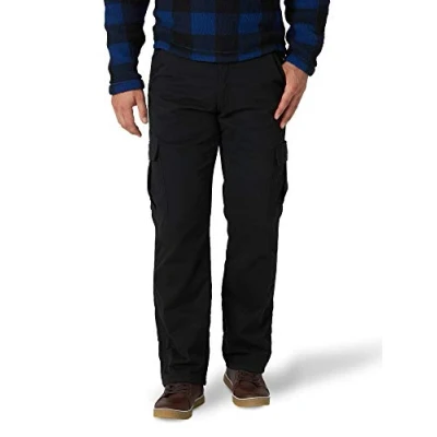 Abbildung von Wrangler Authentics Herren Cargohose mit Fleece Futter Lässige Hose, Schwarzer Twill, 38 W / 34 L