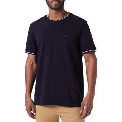 Abbildung von Tommy Hilfiger Signature Tipped Tshirt basic, Herren, Größe: XS, Desert sky
