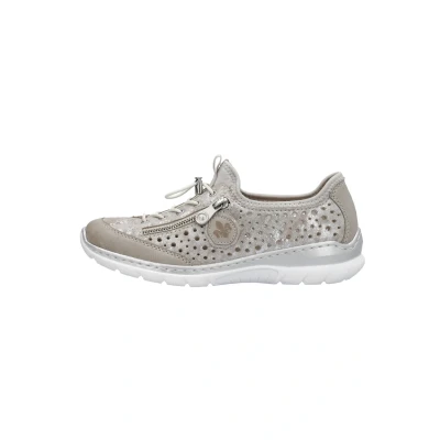 Abbildung von Rieker Halbschuhe Sportlicher Schnürer, Damen, Größe: 36, Metallic Hochwertiges lederimitat