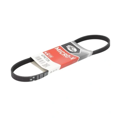 Abbildung von GATES Micro V 4PK728 Keilrippenriemen 728 4 Polyester, EPDM (Ethylen Propylen Dien Kautschuk) NISSAN: MICRA 2, Prairie Pro, SUBARU: JUSTY 1
