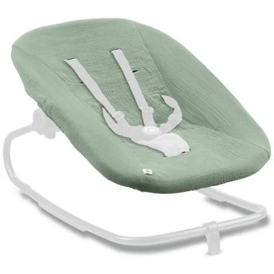 Abbildung von hauck Schonbezug für Babywippe Highchair Bouncer (Eco) (nicht mit anderen Modellen kompatibel), Baumwolle, Gummizug und Gurtschlitze 5 Punkt Gurt, Waschbar bei 60 (Sage)