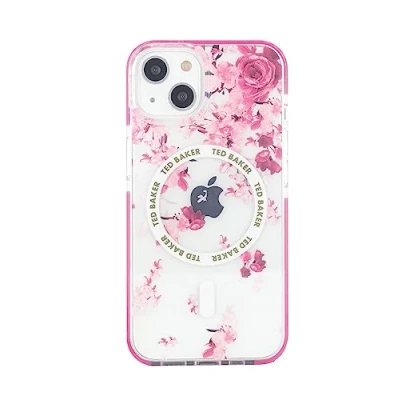 Abbildung von Ted Baker AZAMIAS Clear Scattered Flowers Antishock Phone Case for iPhone 13/14 Pink Bumper Compatible with MagSafe