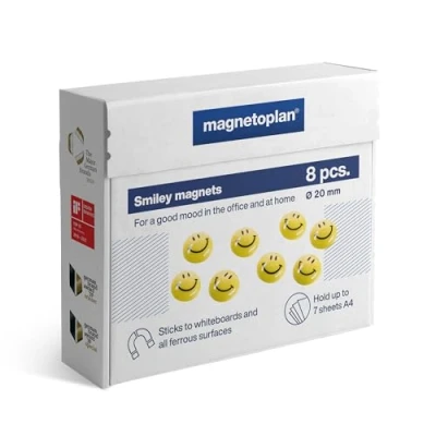 Abbildung von magnetoplan Smiley Magnete, Druchmesser 20 mm, 8 Stück, gelb/schwarz