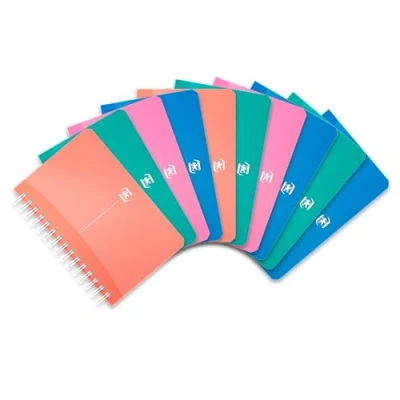 Abbildung von OXFORD Office My Colours Notizbücher, Spiralbindung, Format 9 x 14 cm, 180 Seiten, kariert, 5 Polypropylen