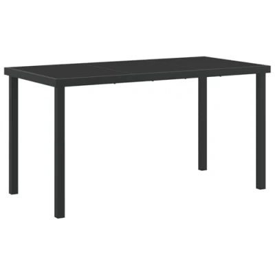 Abbildung von vidaXL Rechteckiger Terrassentisch Metall für draußen Platz 6 Wetterfest modernes Design Schwarze Oberfläche Abmessungen: 140 x 70 73 cm Ideal Zusammenkünfte