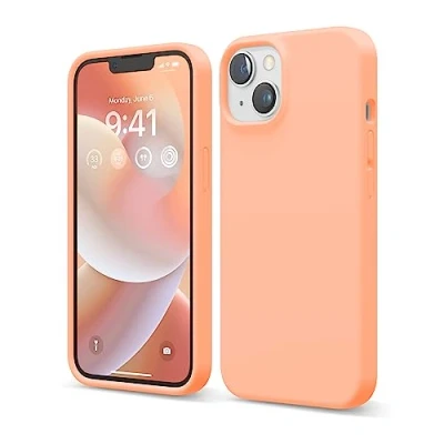 Abbildung von elago Schutzhülle für iPhone 14, Flüssigsilikon, Ganzkörper Schutzhülle, stoßfest, schlanke Handyhülle, kratzfestes, weiches Mikrofaserfutter, 15,5 cm (6,1 Zoll), Lachs