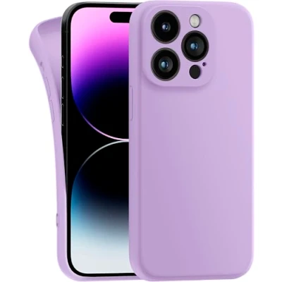Abbildung von MyGadget Hülle Kompatibel mit iPhone 14 Pro robuste Silikon Schutzhülle TPU Case Slim Silikonhülle Back Cover Kratzfest Handyhülle Matt Lila