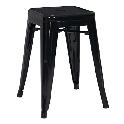 Abbildung von Duhome Metall Hocker 46cm Barhocker, Sitzhöhe Tresenhocker, Stapelbar Eisen Bistrohocker im Industry Design, Schwarz