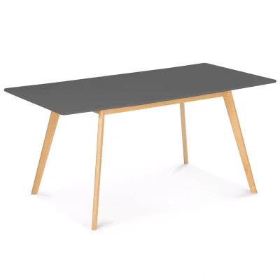 Abbildung von IDMarket Skandinavischer Tisch, ausziehbar, rechteckig, Inga für 4 6 Personen, Platte grau, anthrazit, Füße aus Holz, 120 160 cm