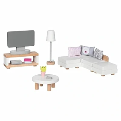 Abbildung von goki Puppenhausmöbel Puppenmöbel Style, Wohnzimmer (packung, 20tlg), Kompatibel mit gängigen Puppenhäusern