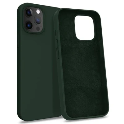 Abbildung von MyGadget Hülle kompatibel mit iPhone 12 Pro Max Gummierte Handyhülle [ 3 Layer Struktur ] Schutzhülle Soft Inlay &amp; Hardcase Cover außen Olivgrün