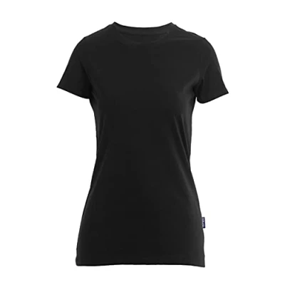 Abbildung von HRM Damen Luxury Roundneck Tee, schwarz, Gr. M I Premium T Shirt Rundhalsausschnitt aus 100% Bio Baumwolle Basic bis 60C waschbar Hochwertige &amp; nachhaltige Oberteile