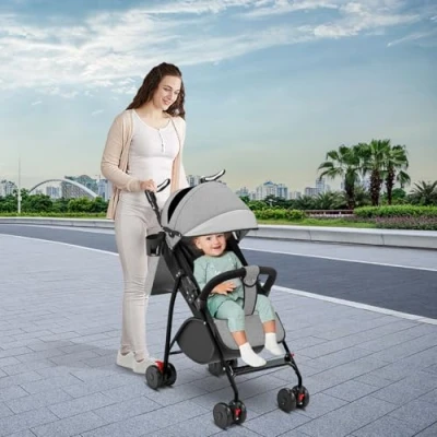 Abbildung von Kinderwagen, leicht und kompakt, von 0 Monaten bis 4 Jahren, maximale Tragfähigkeit 25 kg, zusammenklappbarer neigbare Rückenlehne, automatisches Zusammenklappen in 1 Schritt