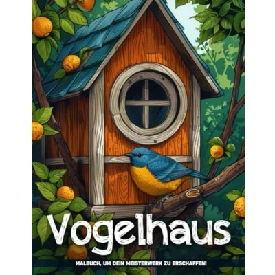 Abbildung von Vogelhaus Malbuch für Erwachsene: Vogelhäuschen Erstaunliche Tiermalvorlagen Zur Achtsamkeit, Stressabbau Und Entspannung.