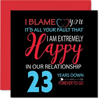 Abbildung von Stuff4 Lustige Grußkarte zum 23. Jahrestag für Ehemann, Frau Your Fault I&#039;m Extremely Happy Hochzeitstag, 145 mm x