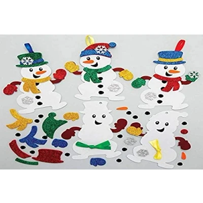 Abbildung von Baker Ross AX516 Mix &amp; Match Deko Anhänger Bastelset für Kinder 8 Stück, Festliche Kreativsets und Bastelbedarf zum Basteln Dekorieren zur Weihnachtszeit, Schneemann