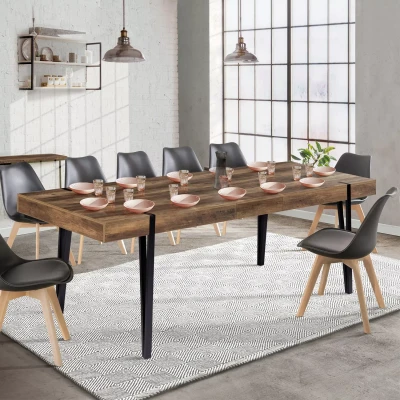 Abbildung von IDMarket Esstisch, ausziehbar, rechteckig, Austria, 10 12 Personen, Holz, Nadelfuß, schwarz, 200 240 cm