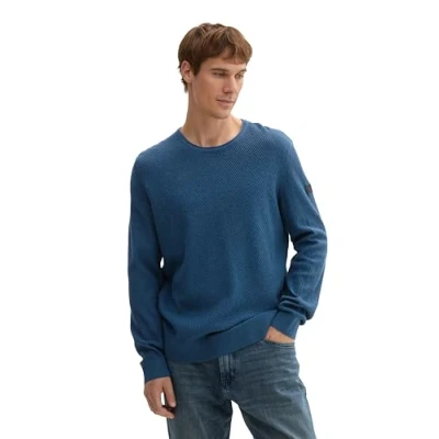 Abbildung von TOM Tailor Inoptik Strickpullover, Herren, Größe: Large, Dark teal melange