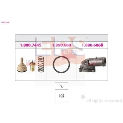 Abbildung von FACET 7.8744K Kühlwasserthermostat 105 Made in Italy OE Equivalent mit Verbindungsstücken VOLKSWAGEN: GOLF 5 Schrägheck, 6, Passat B7 Variant