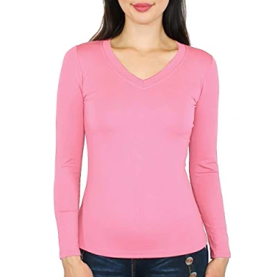 Abbildung von Langarmshirt Damen Thermo Shirt mit Innenfutter LD002 (S/M 36/38, Rosa)