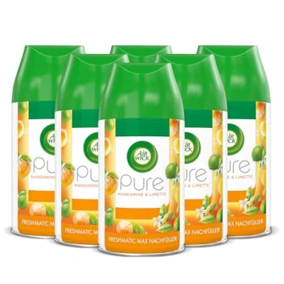 Abbildung von Air Wick Raumduft Freshmatic Max Nachfüller PURE Mandarine &amp; Limette 6 x 250ml (Jahresvorrat, St., Automatisches Duftspray), für 24/7 Raumfrische