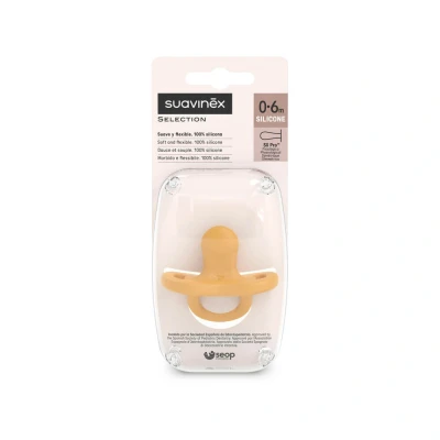 Abbildung von Suavinex, Schnuller aus Silikon, für Babys 0 6 Monate, mit physiologischem Sauger Sx Pro, Symmetrisch, Superweich und Flexibel, Einschlafschnuller, Colour Essence, Senf