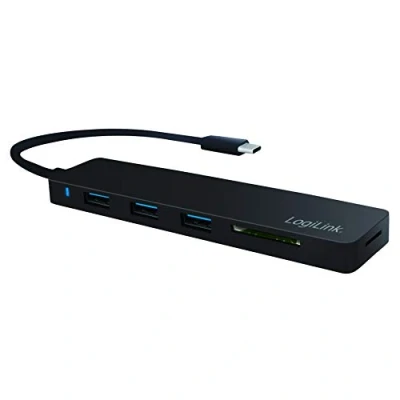 Abbildung von LogiLink UA0312 Slim USB 3.1/3.0 Hub und Cardreader für PC/Laptop Schwarz
