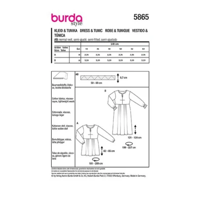 Abbildung von Plus Size Kleid / Tunika Burda 5865 44 54
