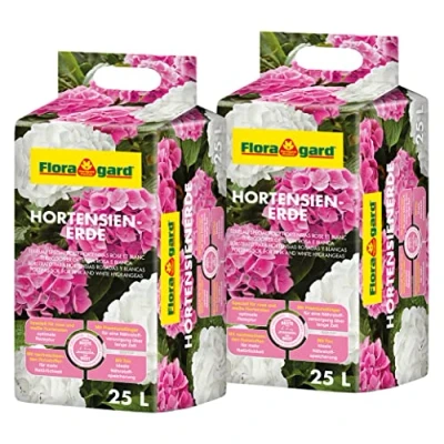 Abbildung von Floragard Hortensienerde roas/weiß 2x25 L zum Pflanzen und Umtopfen für Beet Kübelbepflanzung