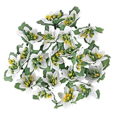 Abbildung von Ideen mit Herz Deko Blüten Kunstblumen Köpfe Verschiedene Sorten ca. Ø 4 5 cm (Weihnachtsstern 2 weiß 20 Stück)