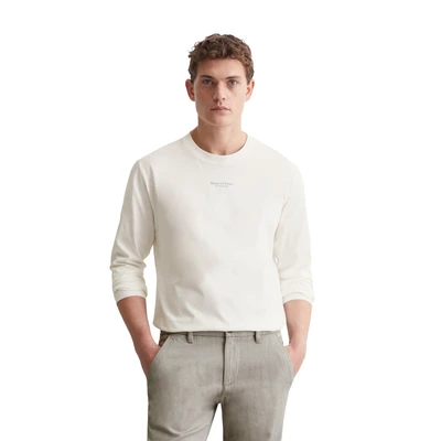 Abbildung von Marc O&#039;Polo LOGO AT Centre Front NECK Langarmshirt, Herren, Größe: XL, Egg white