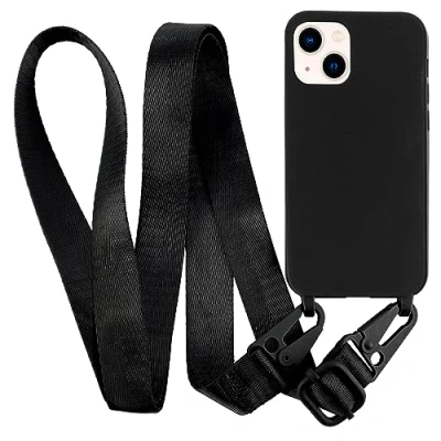 Abbildung von MyGadget Handykette für iPhone 13 Mini TPU Hülle mit Band Handyhülle Handyband zum Umhängen Kordel Schnur Case Schutzhülle Schwarz